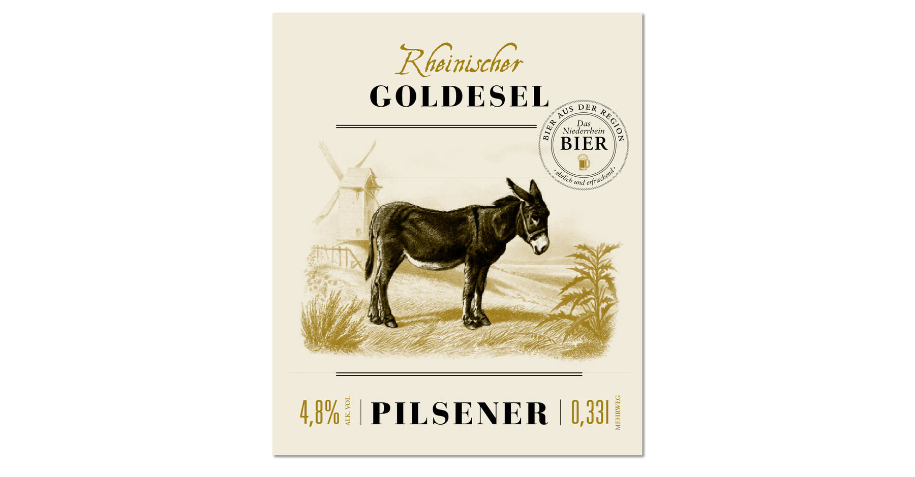 Goldesel Pilsener, Corporate Design, Etiketten, Packaging